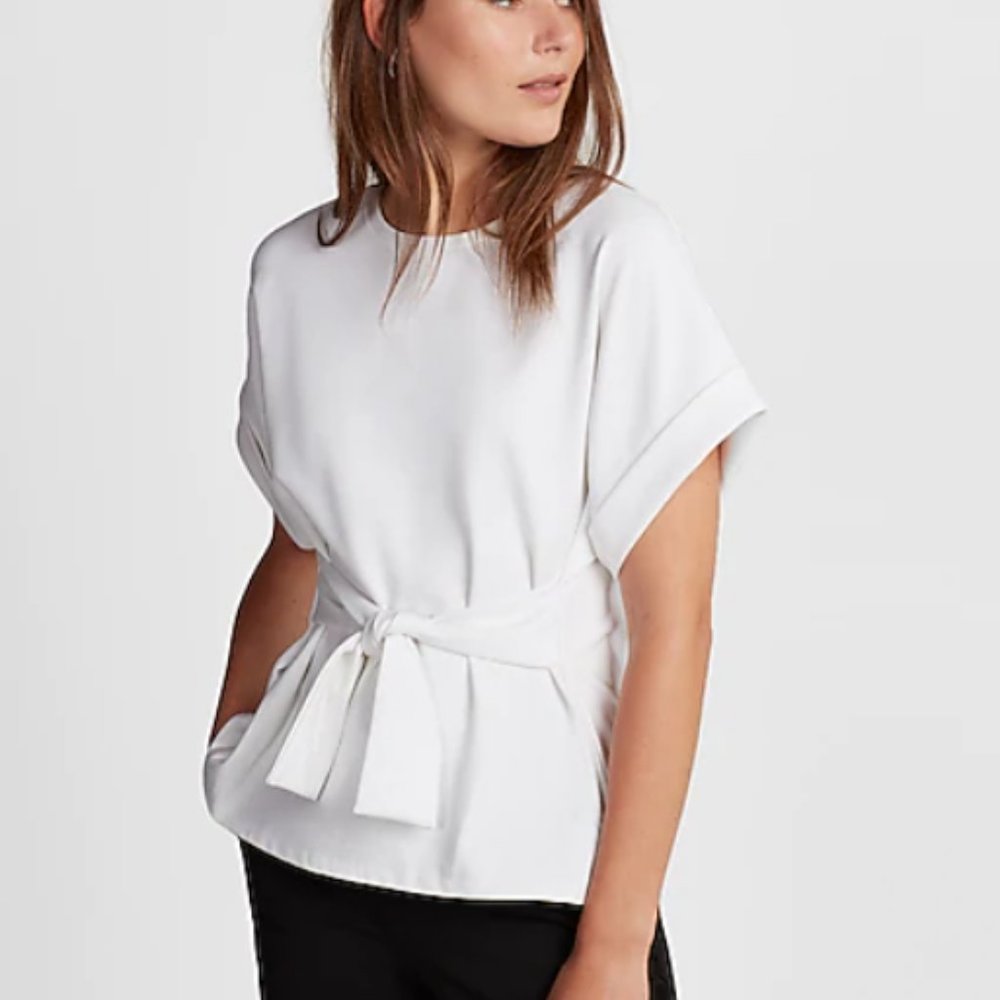 Express Tie White Waist Top